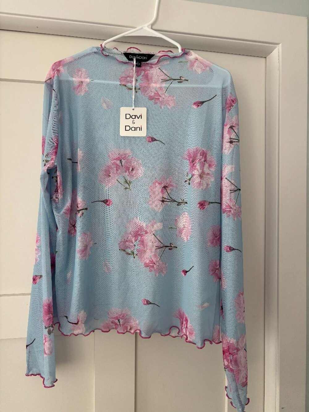 Davi & Dani Long Sleeve Mesh Top, Size 3XL